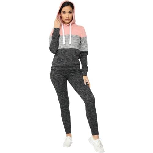 Spring Autumn Womens Top Three-color Patchwork Hoodies Home Leisure Sweatshirt Fashionable Styles Rich Ladies Clothes