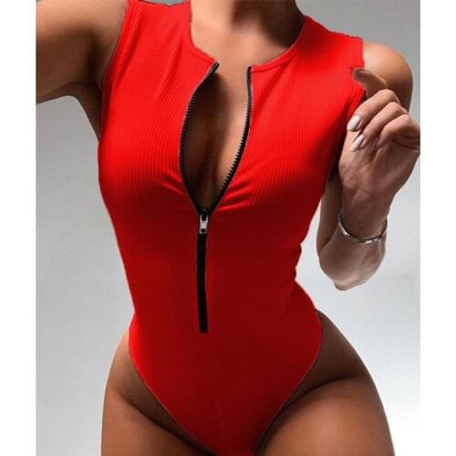 2021 Summer Rompers Women Jumpsuits Solid Streetwear Fashion Solid Zipper Sleeveless Sexy Sheath Skinny Women Rompers Bodysuits