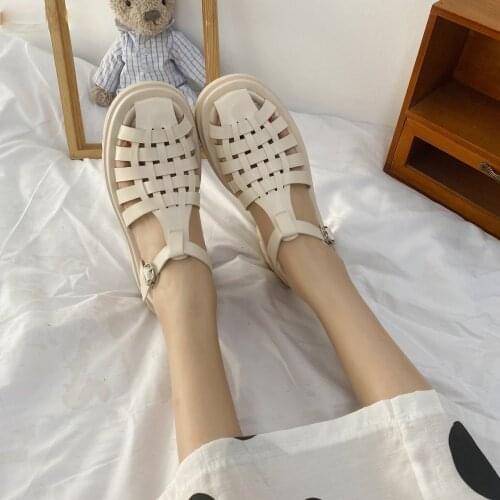 Low Sandals Leather Shoes Lady 2021 Suit Female Beige Espadrilles Platfor