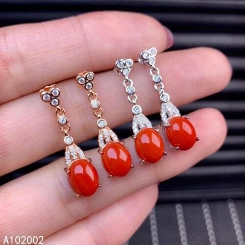 KJJEAXCMY fine jewelry natural red coral 925 sterling silver women gemstone earrings new Ear Studs support test popular