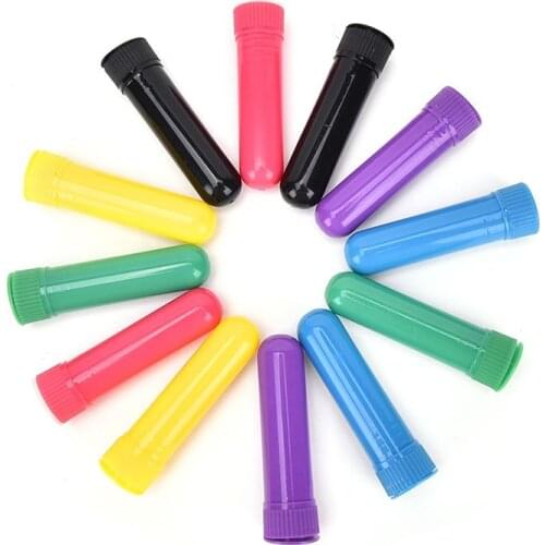 10Pcs/set Colored Plastic Blank Nasal Aromatherapy Inhalers Tubes Sticks With Wicks For Essential Oil Nose Nasal Container