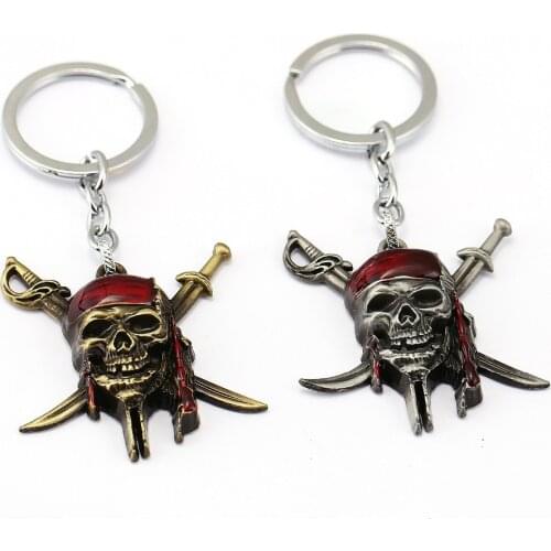 12pcs/lot Pirates of the Caribbean Keychain Jack Skull Key Ring Holder Gift Chaveiro Car Key Chain Pendant Movie Jewelry