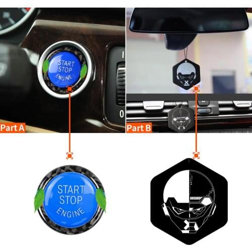 2Pc Car Start Stop Blue Button Sticker with Fragrance Tablet for BMW E90 E92 E93