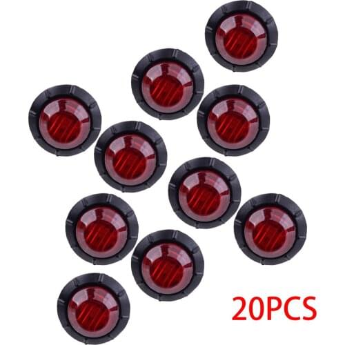 20Pcs/Set Truck Trailer 12V 0.5W Mini Sealed 3/4" Red LED Bullet Side Marker Light Clearance Lamp Fit for Pickup Boat Caravan