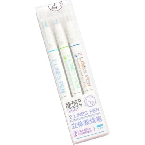 3/6pcs Double 2 Lines Gel Pen Marker DIY Scrapbooking Journal Decor Stationery R9UA