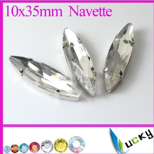 36pcs 10x35mm Crystal color Super shiny Navette Shape Glass stone Point back rhinestones jewelry strass with thickest settings