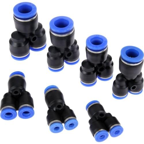 5Pcs/lot 3 Way Pneumatic Reducer Y Union Tee Connectors OD Reducing Unequal Pneumatic Air Tube Quick Joint Fittings