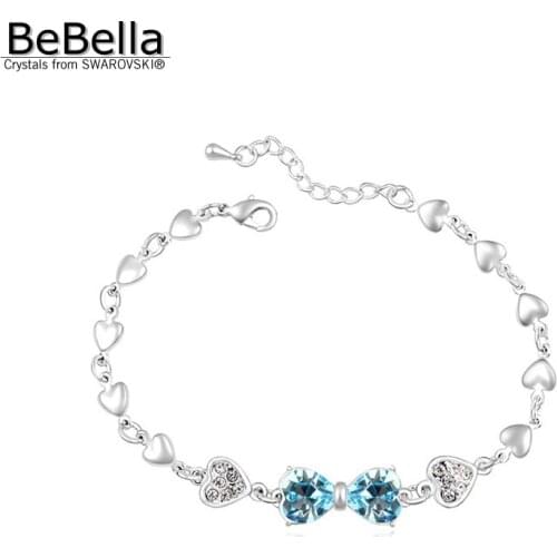 BeBella crystal bow-knot charm bracelet made with Austrian Crystals from Swarovski for girls Christmas gift