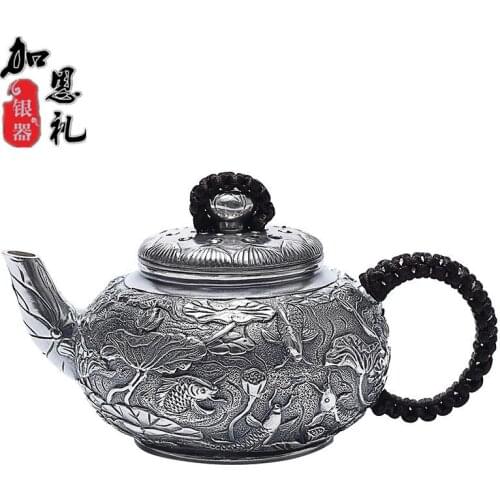 Teapot, handle teapot, silver teapot, hot water teapot, 135ml water, kung fu tea set