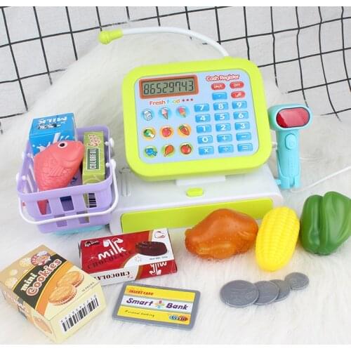 Kids Supermarket Cashier Cash RegisterPlastic Toy Pretend Play Educational Boy Girl Toys Electric Groceries Store Worker oyuncak