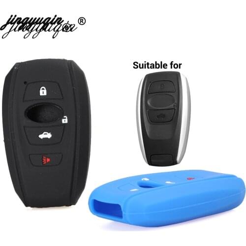 Jingyuqin Silicone rubber car key case cover for subaru Legacy impreza forester xv trezia BRZ wrx levorg 3button key case