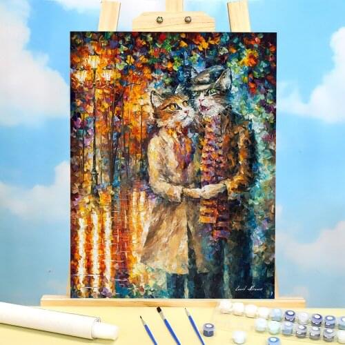Cat Couple Painting By Numbers Kit Acrylic Paints 40*50 Canvas Painting Handmade Children Drawing