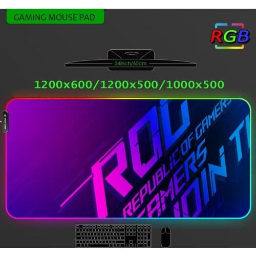 Asus Rog Mousepad RGB LED Gaming Light Keyboards Accessories Memo Pad Laptop Pc Mousepepad Mouse Mats Xxxl 120x60 Big 1000x500