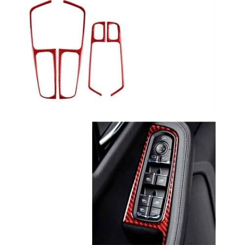 Red Carbon Fiber Door Window Switch Panel Sticker Trim For Porsche Macan 2014-21