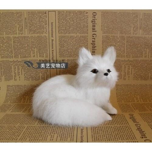 Simulation small white fox 16x11x13cm toy model polyethylene&furs fox model home decoration props ,model gift d111
