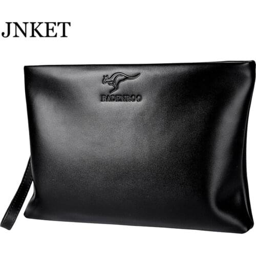 JNKET Fashion Mens PU Leather Wristlet Clutch Bag Zipper Clutch Wallet Business Bag Large Capacity Wallet Detachable Wristband