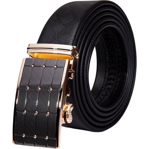 Square Buckle Belt for Men Real Leather Waist Belt Gold Automatic Buckle Designer Strap Belt Barry.Wang 2019 New Black Belt
