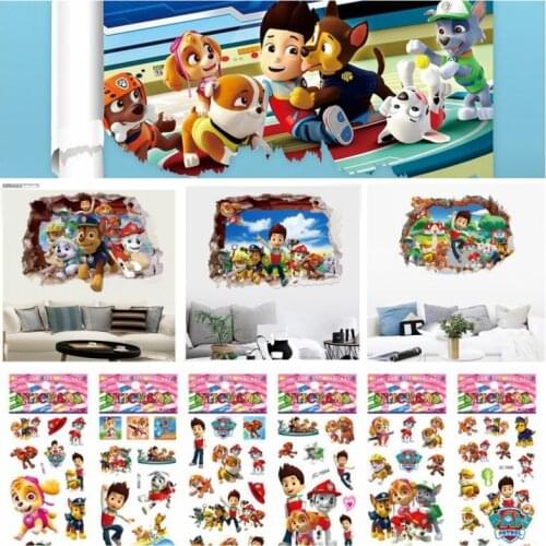 Hot Paw Patrol Wall Stickers For Kids Boys Girls Living Room Modern Home Decor Accessories PVC Removable Paper DIY Decoration