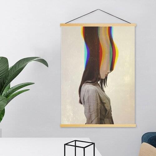 Wall Art Canvas Abstract Characters Pictures Painting Print Rainbow Poster Solid Wood Hanging Scrolls Home Decor for Living Room