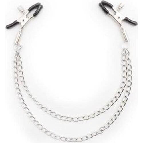 New Sexy toy Nipple Clamps Chain Set Masturbation Clamps With 1pcs Stainless Steel Chain Breast Clamp Sex Toy size Adjustable