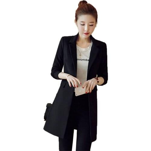 2019 New Fashion Women Clothing Ladies Blazer Mid-Long Single Buckle Slim Suit jacket Business Office Clothing Elegant Suit A802