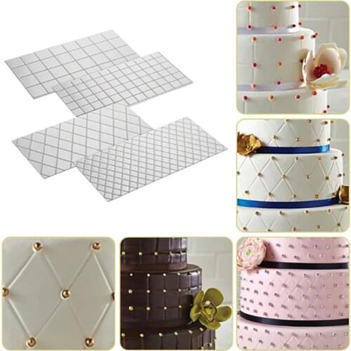 New 4Pcs/Set DIY Plastic Transparent Texture Lattice /Rattan Mat Cake Border Decorating Tools Fondant Gumpaste Stencil Moulds