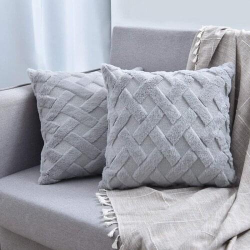 Solid Color Wave Cushion Cover Faux Rabbit Fur Plush Pillow Case For Car Sofa Home Decorative Pillow Covers 45x45cm