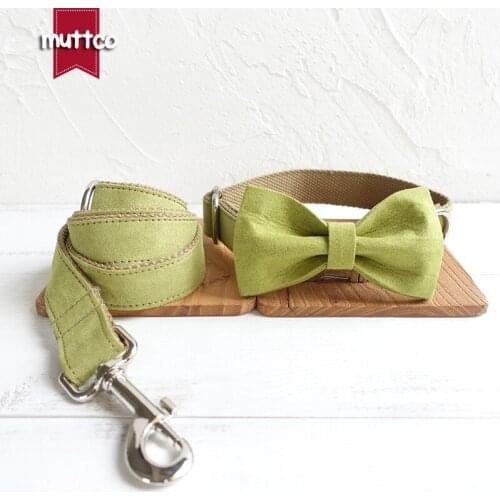 MUTTCO retailing self-design Butterfly Knot metal buckle dog collar and leash set with bow tie THE TREE 5 sizes UDC031