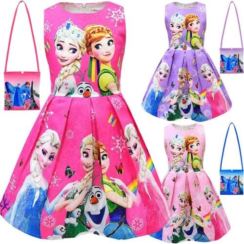 Baby Girls Cartoon Frozen Anna Elsa Dress Clothing Kids Snow Queen Princess Party Cosplay Dress Costume Children Girls Clothes