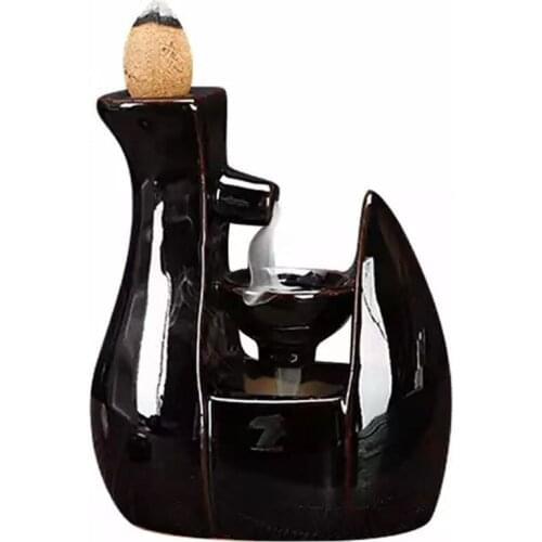 Teapot and Bowl Cearamic Backflow Incense Burner Holder Incense Cones Tower Buddhist Crafts Home Decoration Quemador Incienso