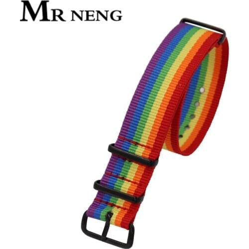 Hot selling stly Nato Solid Black Buckle Stripe For Rainbow Brown Wholesale 18 20mm 22mm 24mm Watchband Watches Strap Band Belts