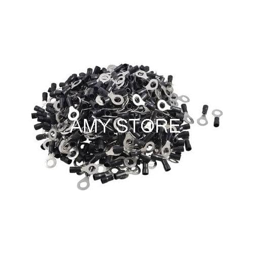 RV3.5-8 Ring Tongue Type Pre Insulated Terminals Black 500pcs for AWG 14-12