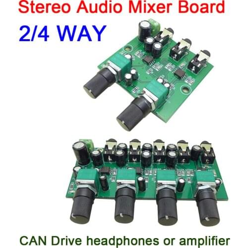 Stereo Audio Signal Mixer Board Drive headphone headset power amplifier Mixing Board one output 2/4 WAY inputs