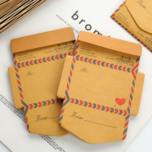 Vintage Kraft Paper Note Pad Mini Cute Cartoon Stationery Post Letter Envelope
