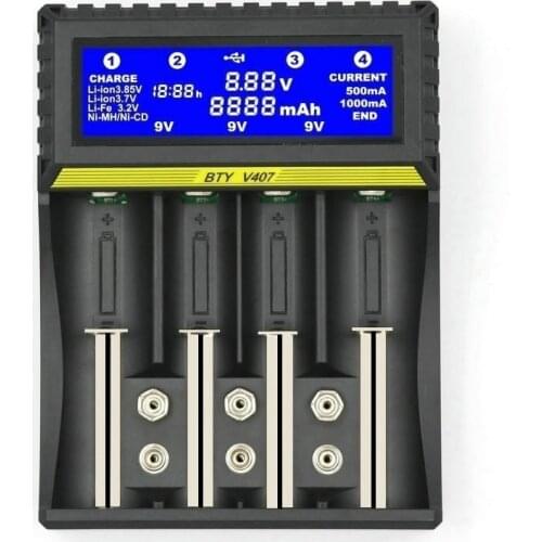 Battery Charger 18650 Lithium-ion Battery Nickel Metal Hydride Nickel Cadmium AA AAA 9V Battery Smart Charger with LCD Display