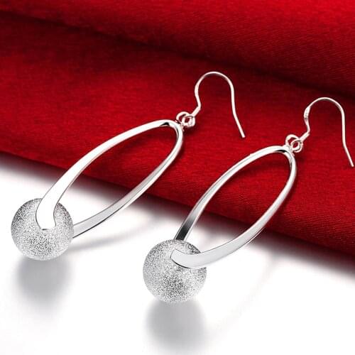 New Fashion Design 925 Sterling Silver Round Bead Ball Drop Earrings Woman Female Jewelry 2019