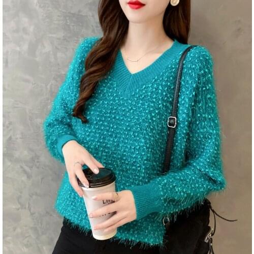 2020 Autumn Winter Women Oversize Thick Mink Cashmere Sweater Poullovers Long Sleeve Female Casual Warm Knitted Sweater Jumper