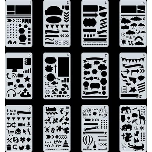 Design PET Material Template Reusable 1pc Drawing Stencils Out for Children Students DIY Painting Craft Notebook Diary