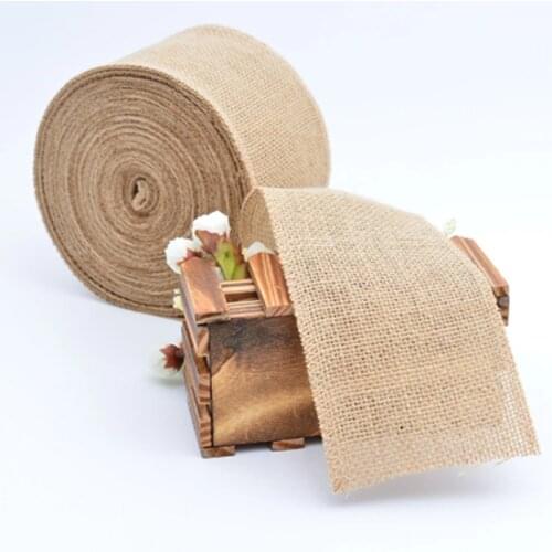 5M/Roll Natural Jute Fabric Burlap Fabric Hessian Crafts Hemp Ribbon Wedding Party Christmas Decor Home Sewing DIY Gift Packag