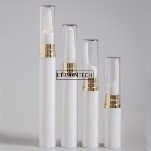 500pcs 5ml 10ml 15ml Airless Bottle Plastic Gold Silver White Cosmetic Container Travel Emulsion Press Pump Bottle F3811
