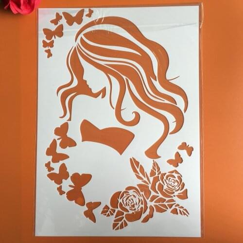 A4 29 * 21cm beauty Girl DIY Stencils Wall Painting Scrapbook Coloring Embossing Album Decorative Paper Card Template
