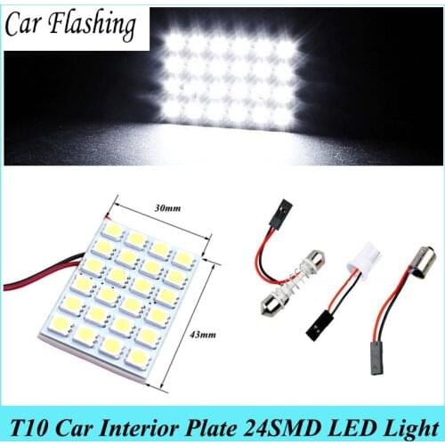Car Flashing 10 Set T10 W5W BA9S Festoon 43mmx30mm 24SMD 24 smd 5050 LED reading Panel Lights Car interior Dome light lamp
