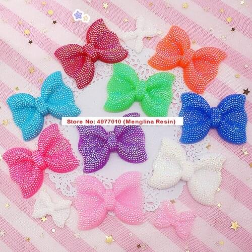 20pcs 52*40MM Rhinestone Crystal Hair Bows Beads with Middle Hole Flatback Planar Resin DIY Craft Embellishments Accossories