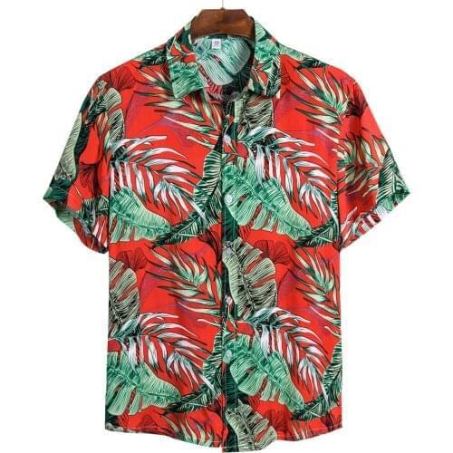 Camisa Masculina 2020 Summer Mens Ethnic Short Sleeve Casual Printing Hawaiian Shirt Blouse Tunic Shirts Camisas Para Hombre