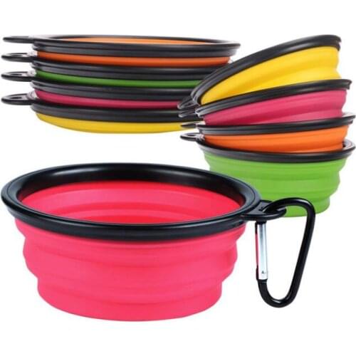 Travel Collapsible Pet Dog Cat Feeding Bowl Water Dish Feeder Silicone Foldable 9 Colors To Choose LX5104
