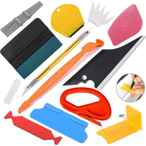 EHDIS Vinyl Film Wrapping Tool Window Tinting Scraper Squeegee Carbon Fiber Car Decal Knife Cutter Windshield Glass Foil Wiper