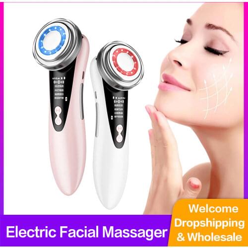 Electric Facial Massager Sonic Ion LED Photon Beauty Instrument Anti Aging Skin Rejuvenation Lifting Tighten Face Skin Care Tool