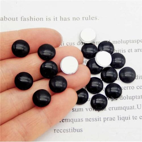 Julie Wang 6-15mm Round Black Glass Cabochons Fat Back Solid Color For Necklace Earrings Jewelry Making Accessory
