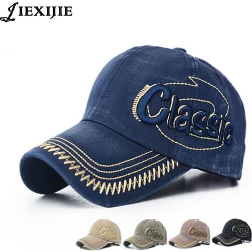 Embroidery sun hat gorras snapback caps man cotton baseball cap for mens washed old hat retro letters hats bone caps jxj291