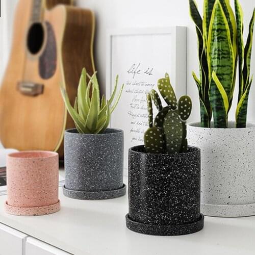 Ceramic Flowerpot Creative Orchid Container Hydroponic Flower Pot Office Desktop Bonsai Flowerpot with Tray Home Decoration